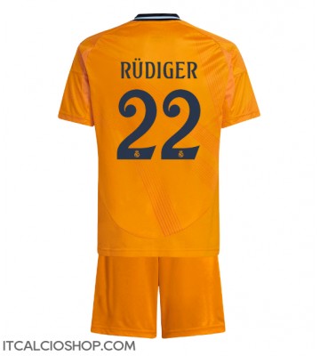 Real Madrid Antonio Rudiger #22 Seconda Maglia Bambino 2024-25 Manica Corta (+ Pantaloni corti)